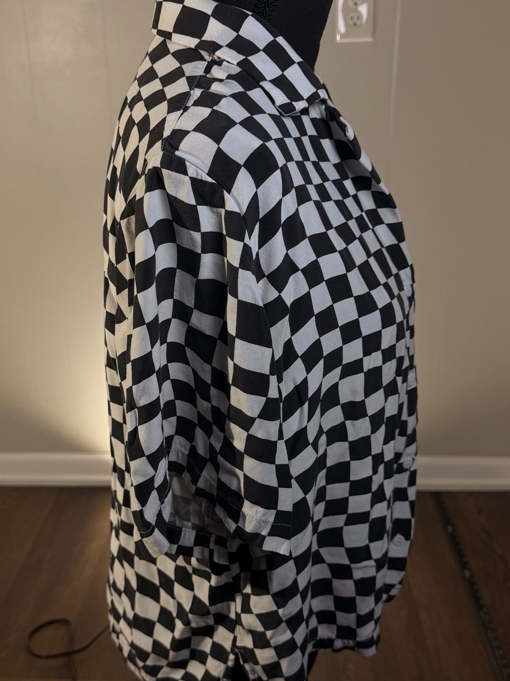 pistola Black and White Checkered Short Sleeve Button-Up Top - Picture 4 of 7